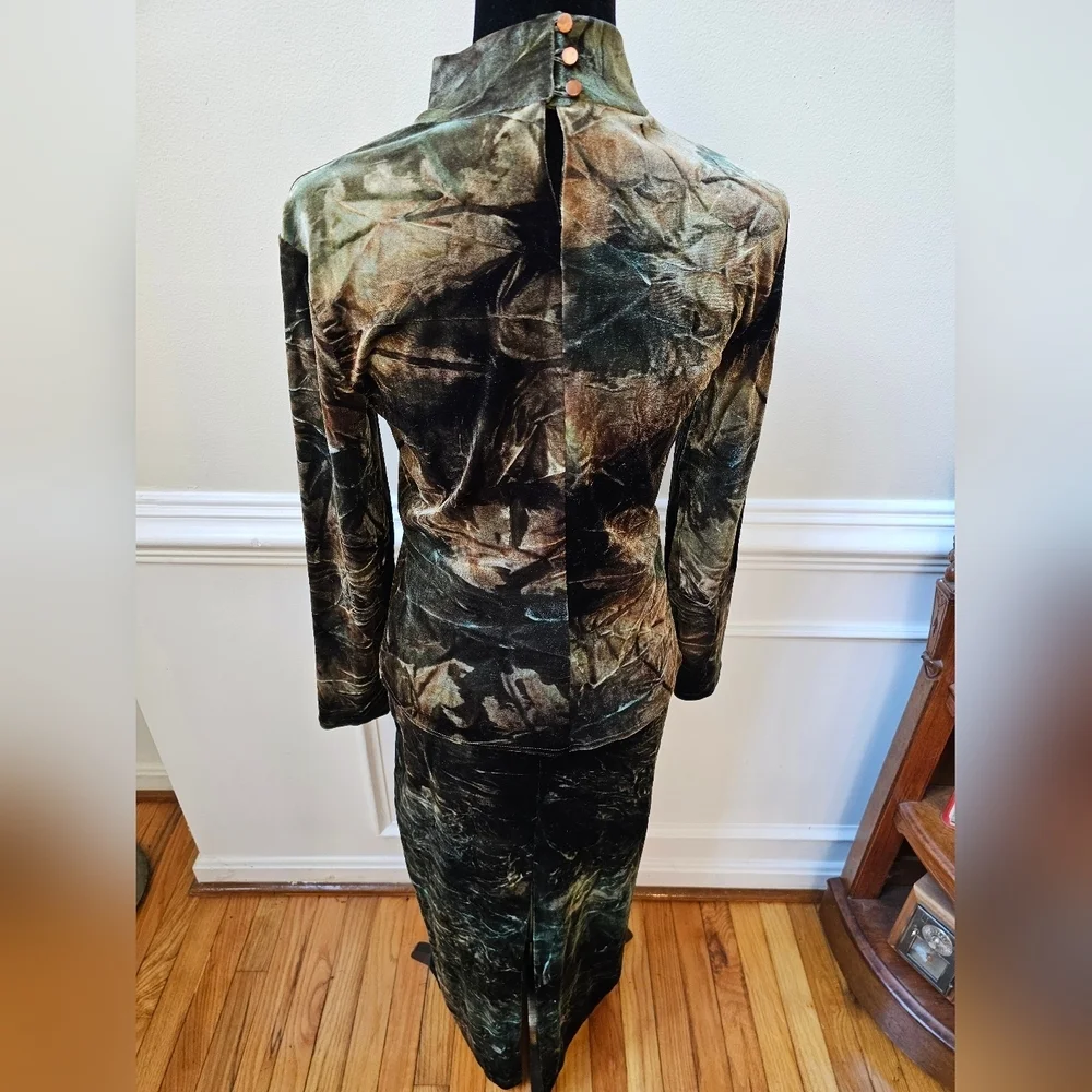 Cache Olive Green and Brown Velvet Skirt Set - Picture 5 of 15